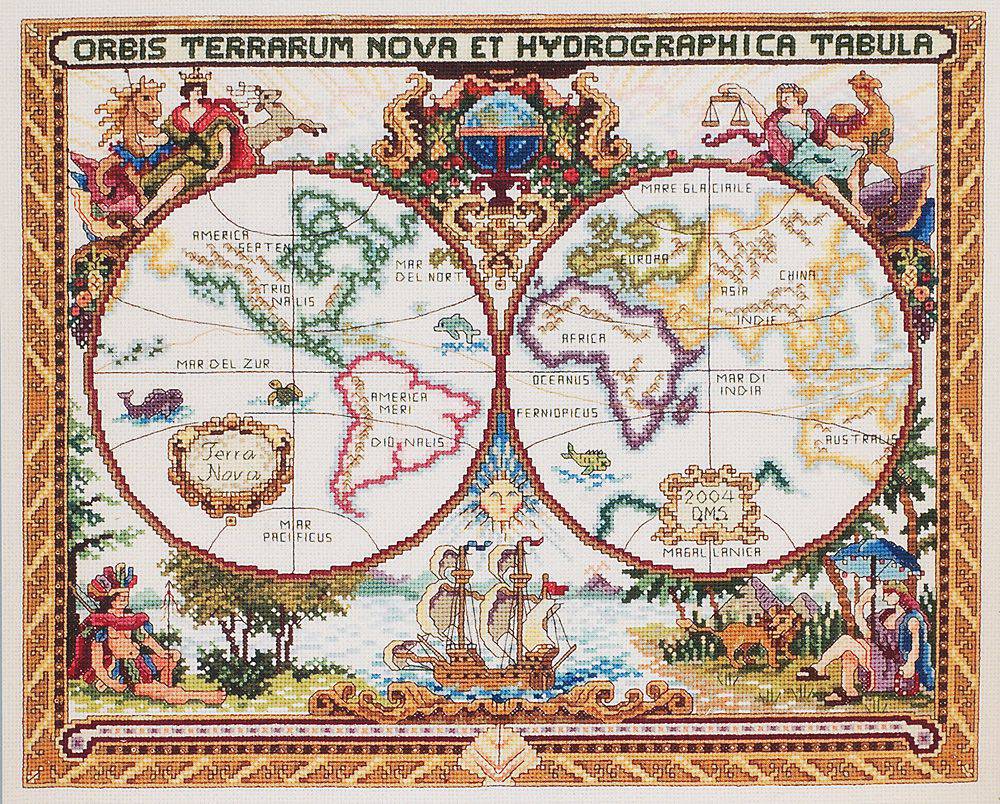 Набор для вышивания крестом PANNA Географическая карта мира