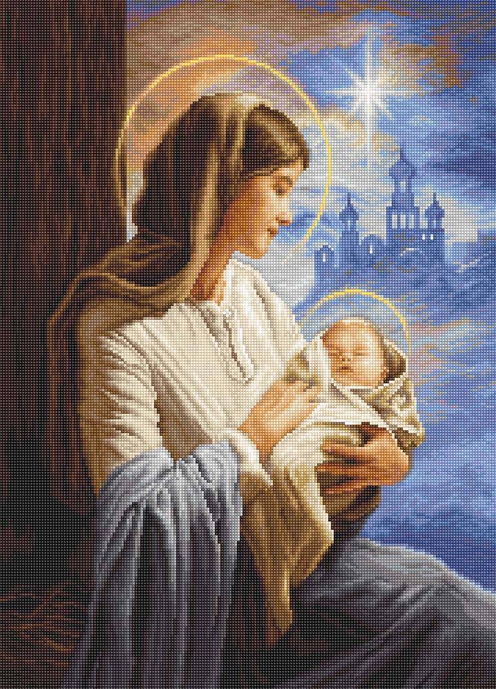 Дева Мария с младенцем Алмазная мозаика вышивка Painting Diamond GF купить в Москве и СПб