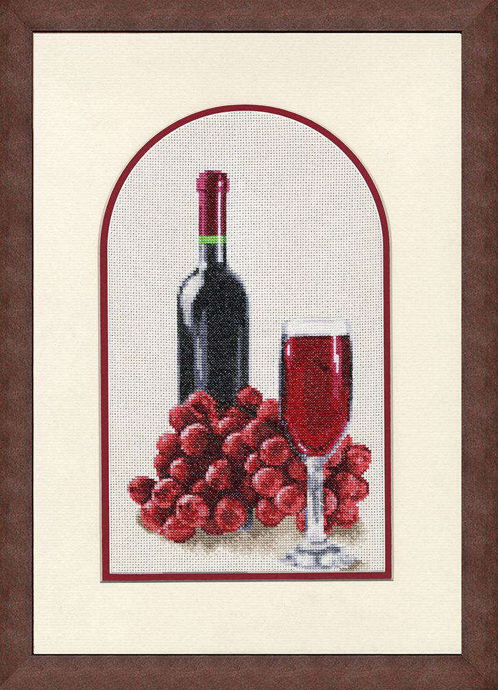 Бесплатная схема вышивки крестом «Натюрморт с вином и сыром»